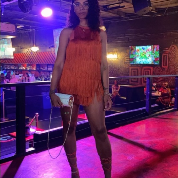 Orange fringe romper - Picture 2 of 2